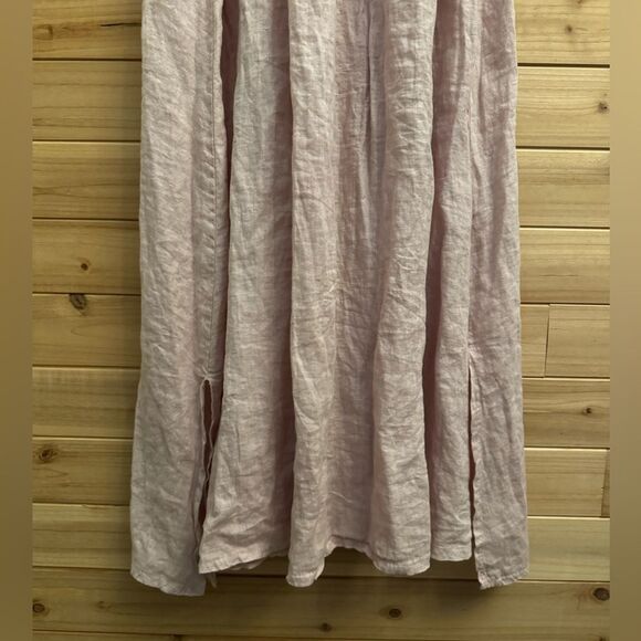 Francesca Bettini Size Medium Linen Tie Shoulder Smocked Coquette Maxi Dress - Picture 9 of 13